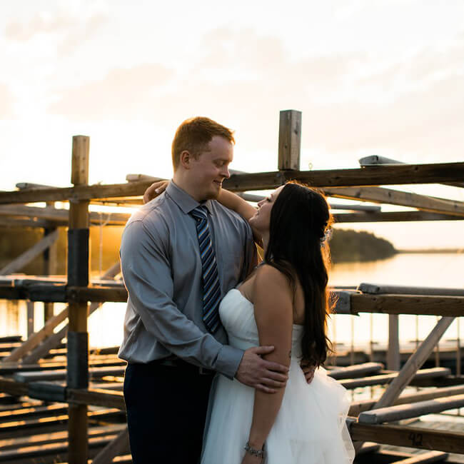 Dock in Calgary wedding photo